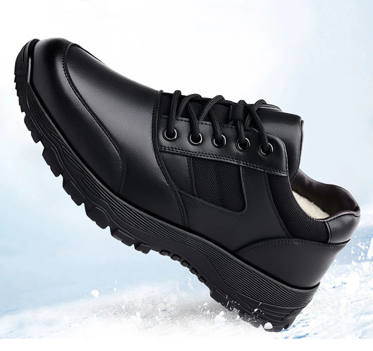 New Platform Cow Leather Casual Sneakers for Men Designer Autumn Winter Cotton Black Outdoor Men's Sports Shoes Zapatos Hombre
