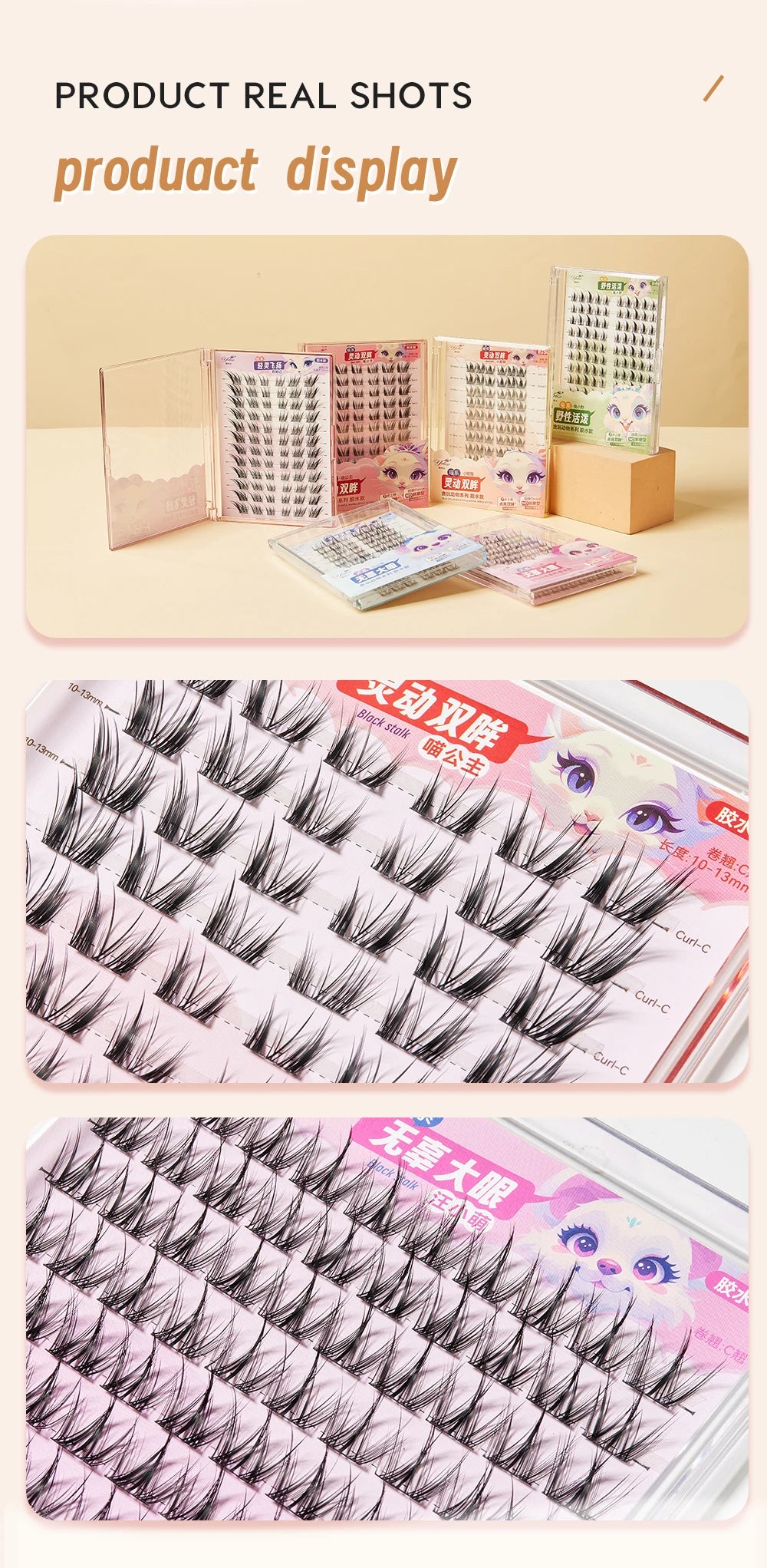 Yelix DIY Cluster Lashes Natural Eyelash Extension Volume Individual Lashes Mixed Tray Lashes Cluster Natural Eyelashes Makeup