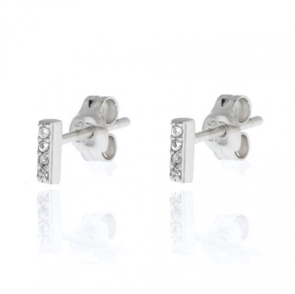 925 Sterling Silver Needle Zirconia Minimalist Flat Bar Stud Earrings For Women Punk Fine Jewelry Geometry Brincos Bijoux