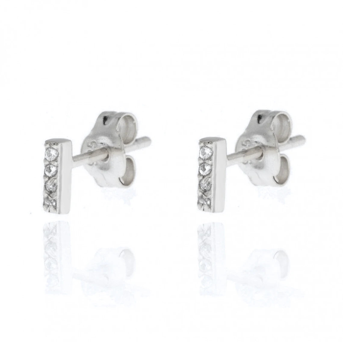 925 Sterling Silver Needle Zirconia Minimalist Flat Bar Stud Earrings For Women Punk Fine Jewelry Geometry Brincos Bijoux