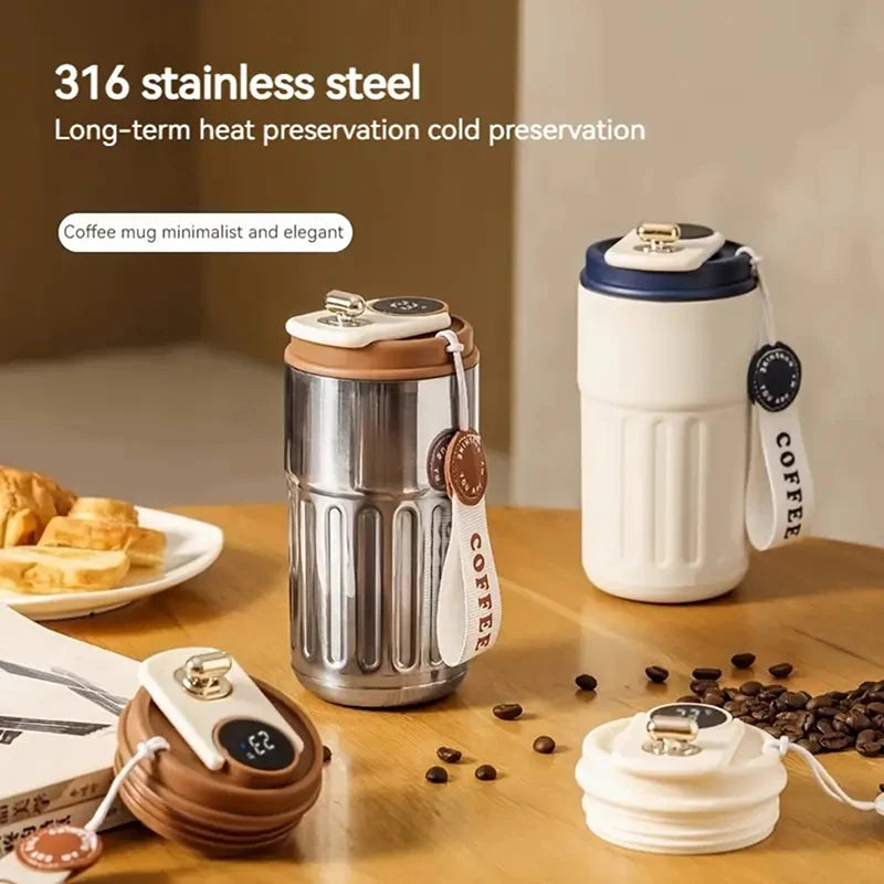 450Ml Insulated Cup 316 Stainless Steel Coffee Cup Temperature Digital Display Portable Sport Water Bottle Universal Water Cup
