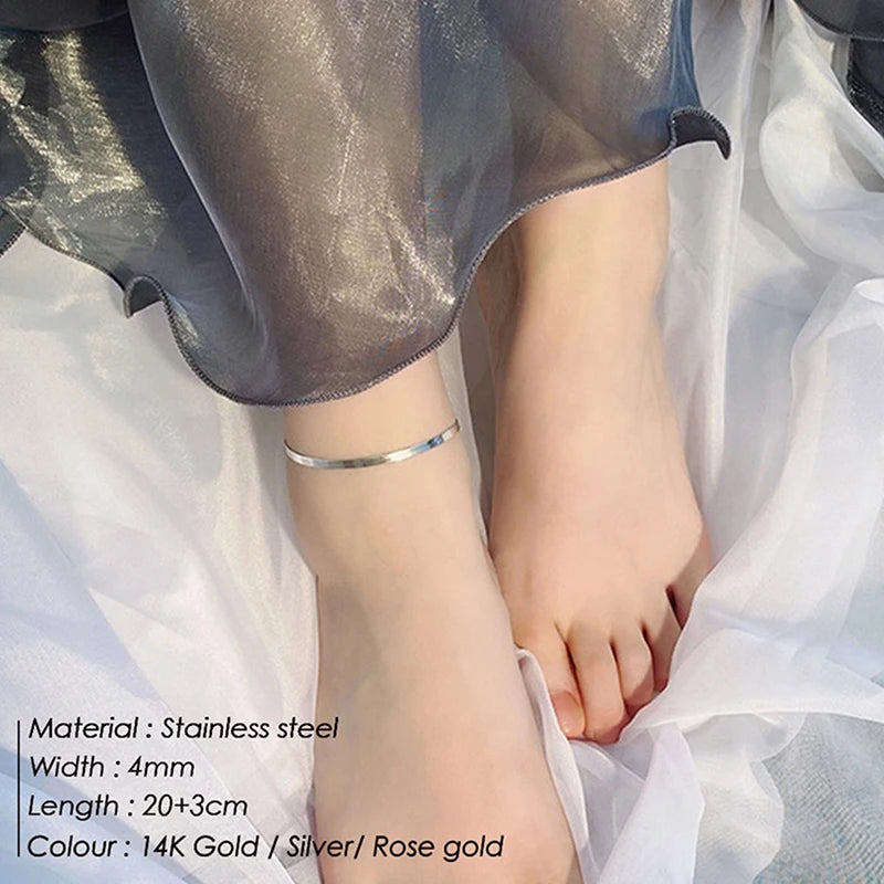 （Summer6）Snake Chain Anklets Stainless Steel For Women/Men Foot Accessorie Foot Jewelry