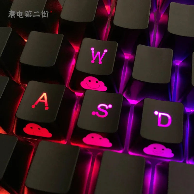 4Pcs Keycaps Lightning Baby Translucent Personalized  Mechanical Keyboard Keycaps ABS OEM Height WASD Arrow Keys Additional Keys