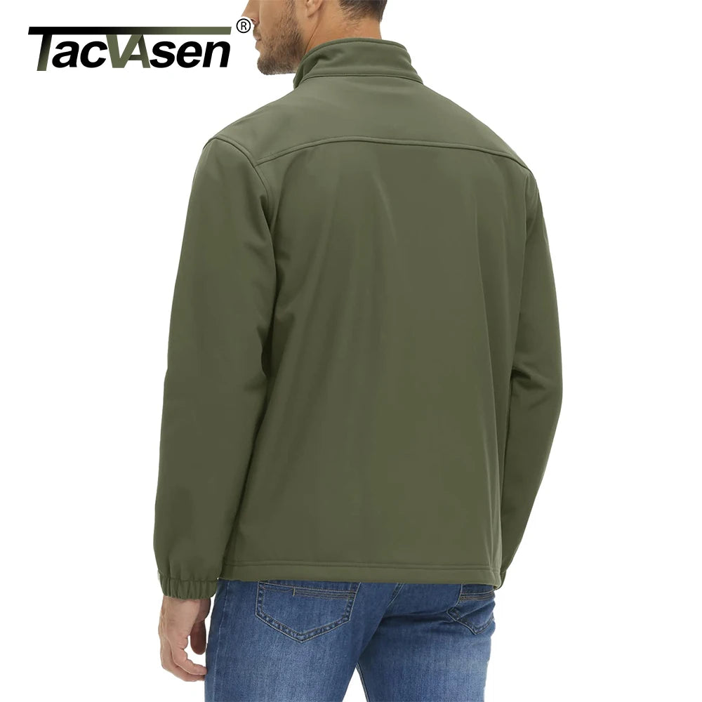 TACVASEN Blusão Impermeável para Homem Caminhada Outdoor Fecho Completo Corta-vento Forro Polar Quente Outono Inverno Trabalho Casaco Casual