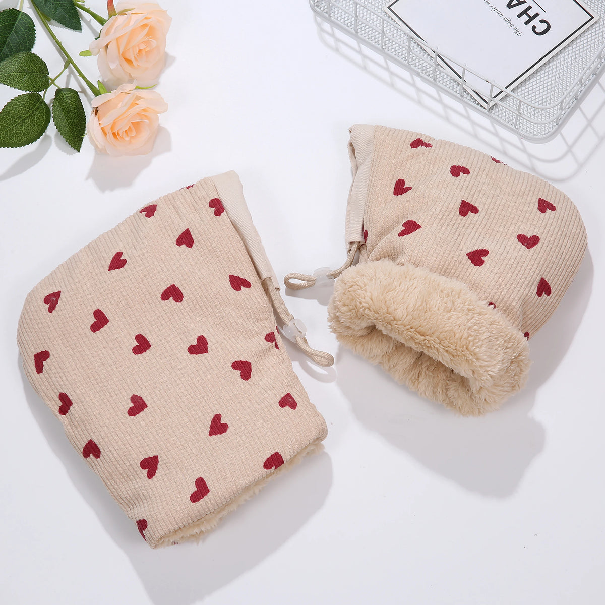 Windproof Infant Stroller Gloves Children's Outdoor Sports Mittens Cartoon Printed Hands Warmer Scooter Accessory for Winter