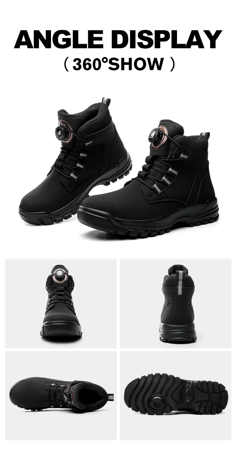 Waterproof Safety Boots Men Indestructible Steel Toe Work Boots Anti-smash Stab-resistant Safety Shoes Biker Botas Para Hombre
