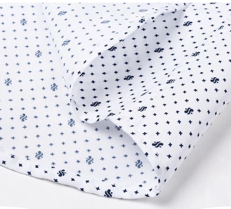 Men Print Shirts Casual Long Sleeve Striped Dress Shirt for Man Business Formal Slim Fit Button Up Polka Dot Men's Clothing