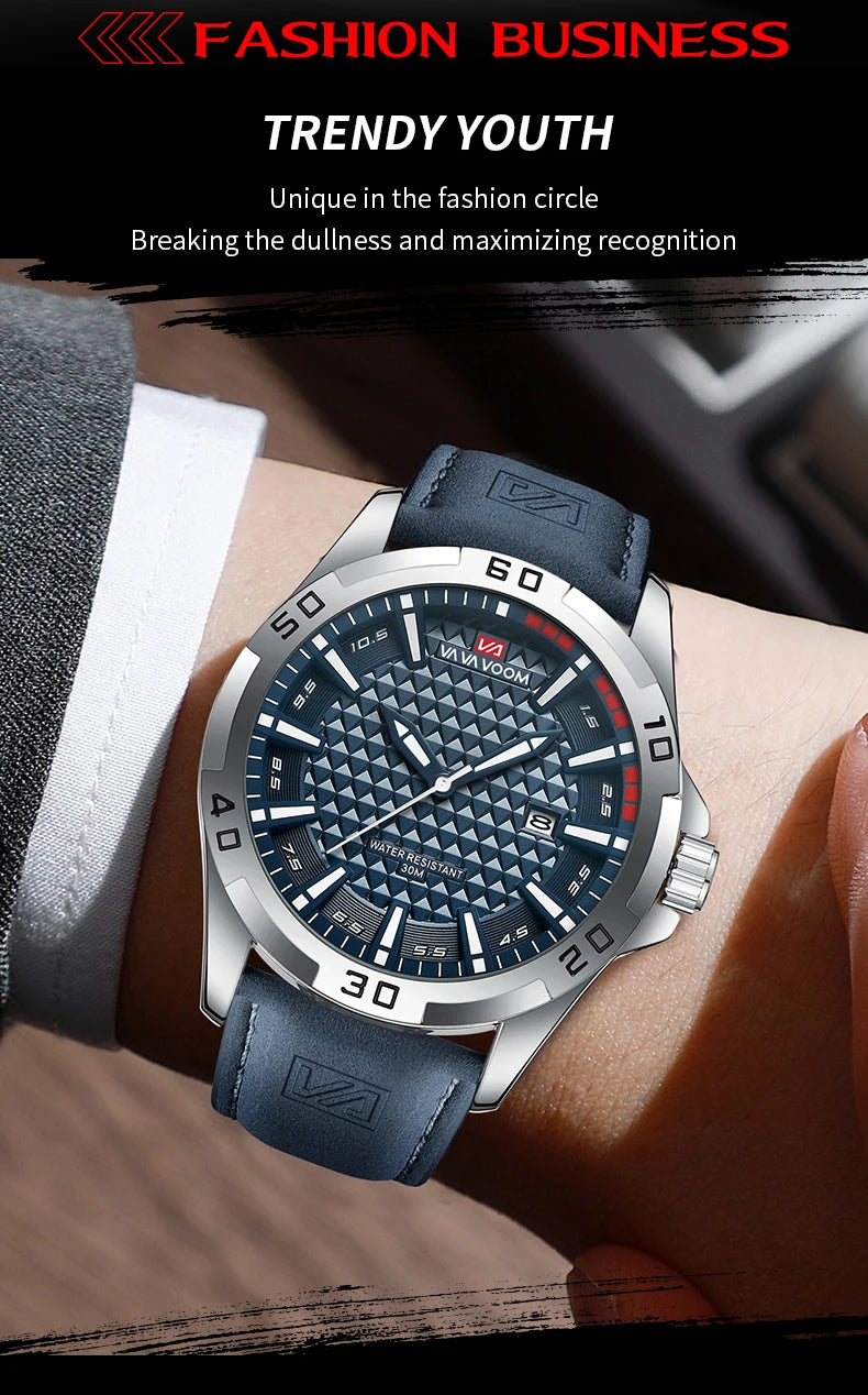 Stainless Steel Men Quartz Watch Business Fashion 45mm Calendar Clock Silver Sports 3Bar Waterproof Gift Wristatch for Men Reloj