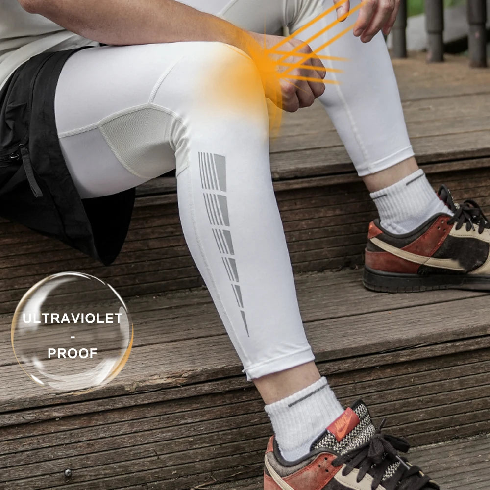 1 Pair Compression Leg Sleeves – Full Length Long Knee UV Protection Sleeves for Outdoor Sports – Cycling, Football, Basketball