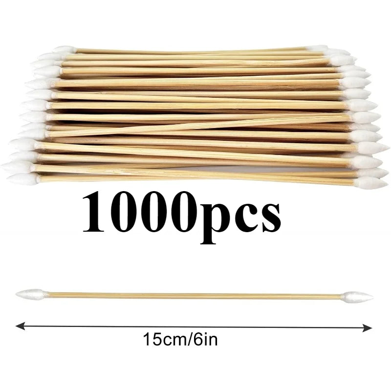 100/300/500pcs Double Pointed Cotton Swab Applicators - 6 Inch Long Cotton Swabs for Tattoo, Cleaning, Makeup & Ear Cleaning