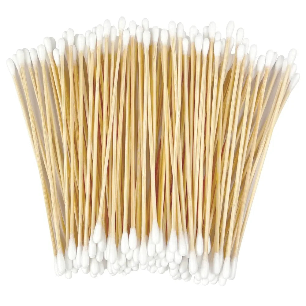 100/300/500pcs Double Pointed Cotton Swab Applicators - 6 Inch Long Cotton Swabs for Tattoo, Cleaning, Makeup & Ear Cleaning