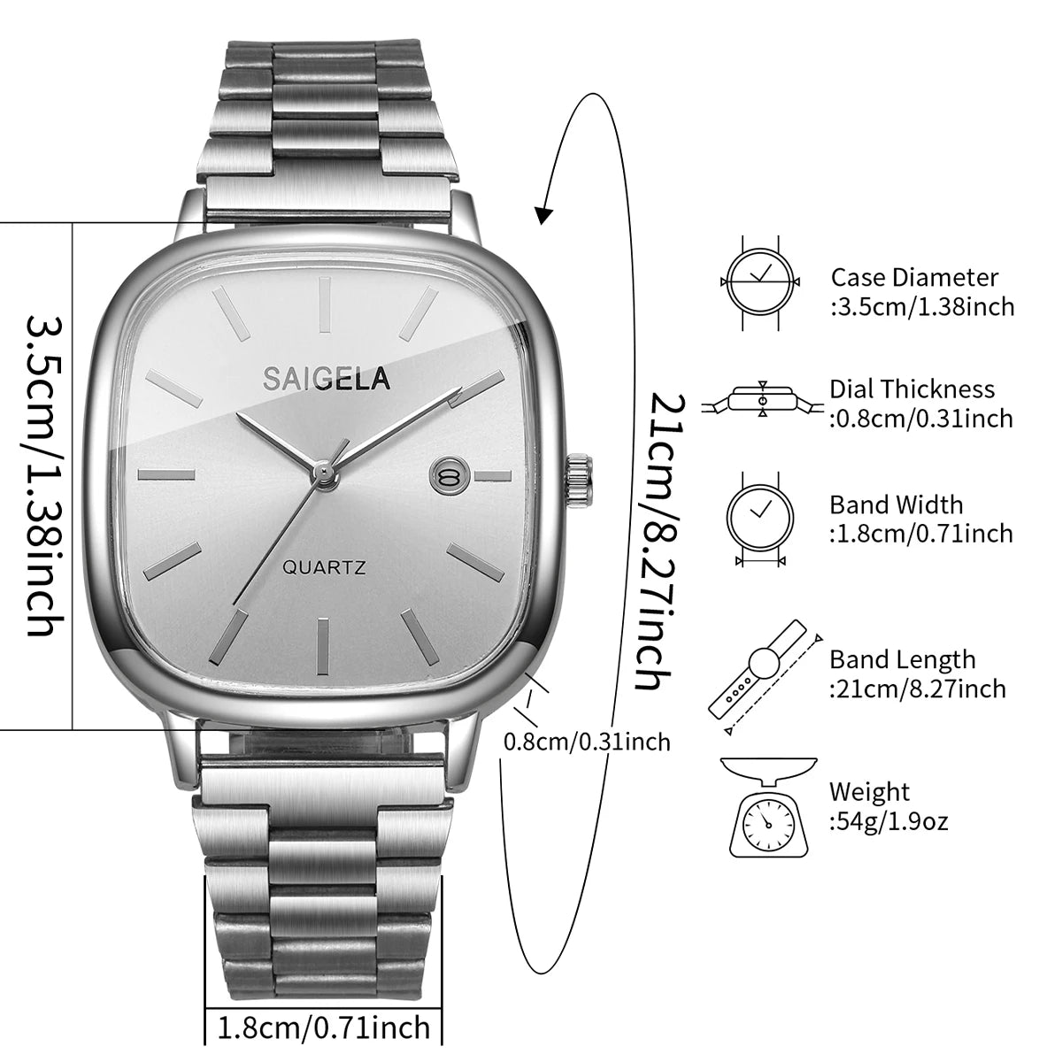 2PCS Fashion Square Dial Couple's Watches Set Simple Calendar Men Wristwatches Women Quartz Watch Relojs (Without Box)