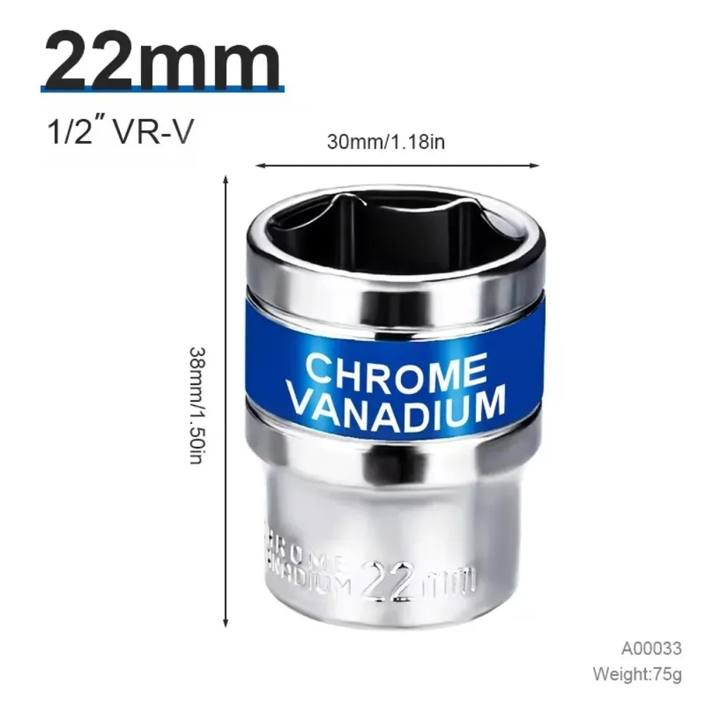 8mm-32mm 1/2" Drive Deep Impact Socket Set Drive Metric Wrench Socket Deep Impact Socket Pneumatic Wrench Head Tire Removal Tool
