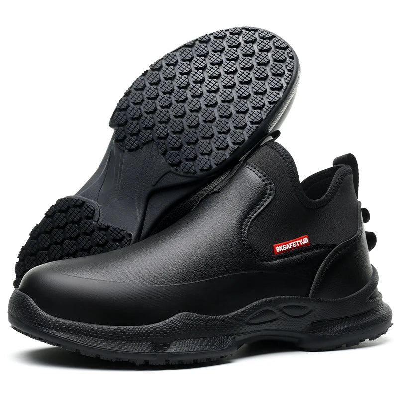 anti-skid kitchen work shoes non slip work waterproof boots lightweight Safety shoes for men chef work shoes leather sneakers