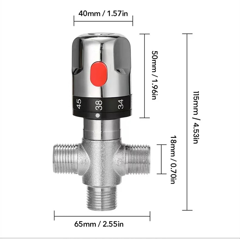 Brass Thermostatic Mixing Valve Constant Water Temperature Shower Faucet Valve Thermostat Bathroom Kitchen Tap Valve