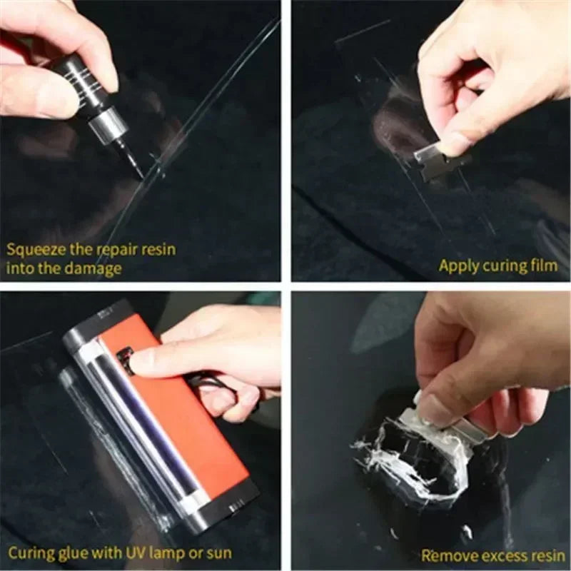 Car Glass Scratch Repair Fluid Agent Set Windscreen Window Glass Nano Scratch Crack CrackResin Repair Agent Tools