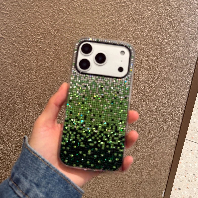 Luxury Bling Glitter Diamond Gradient Phone Case For iPhone 17 Pro Max 16 15 14 13 Pro Max Rhinestones Shockproof Bumper Cover