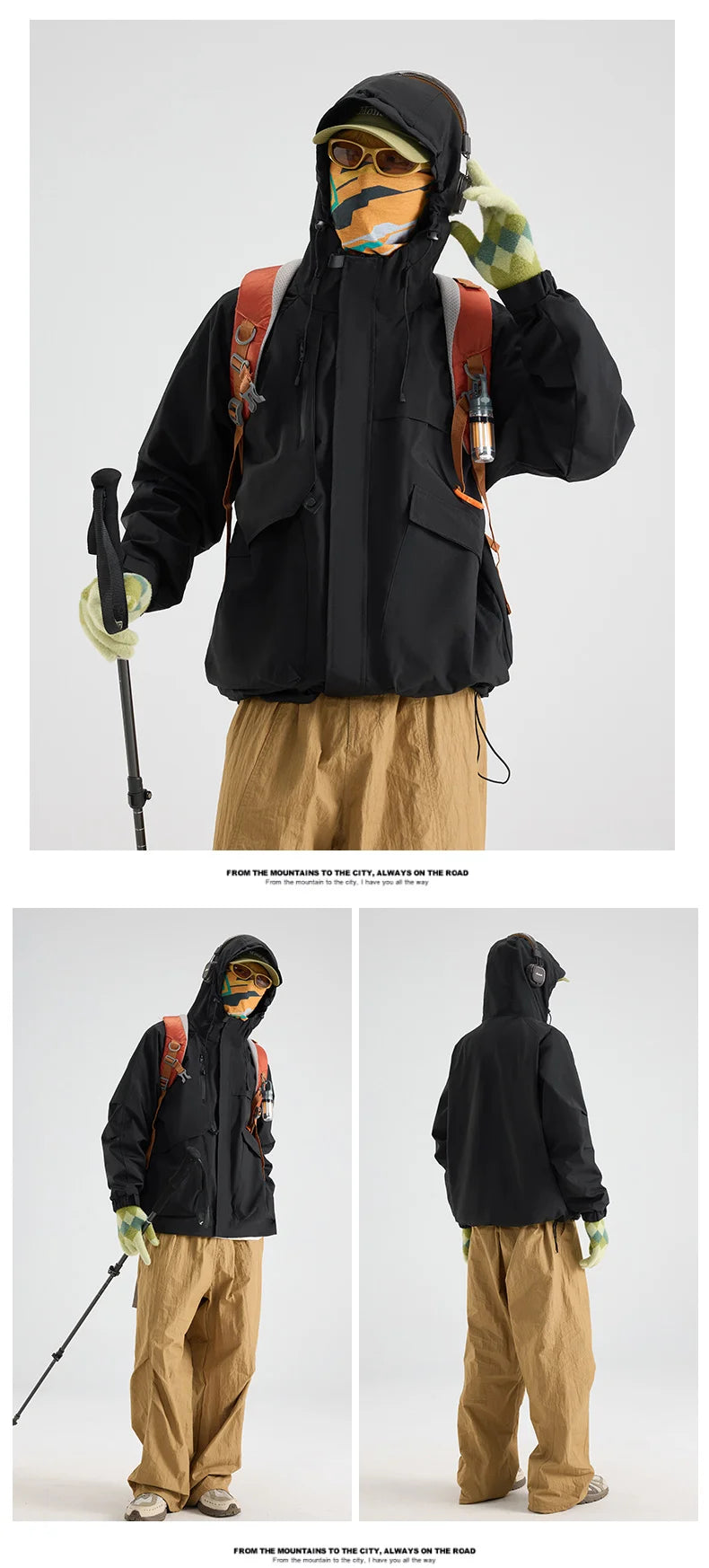 New Men's Mountaineering Jacket Windproof Waterproof Hiking Jackets for Men Fashion Hip Hop Design Casual Oversize Outdoors Coat
