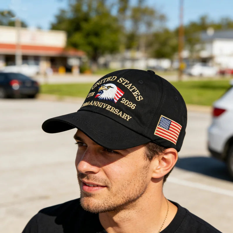 Vintage American-Style 250Th Anniversary Baseball Cap with Embroidered Eagle Flag Design, Adjustable Head Circumference, Unisex Sun Hat