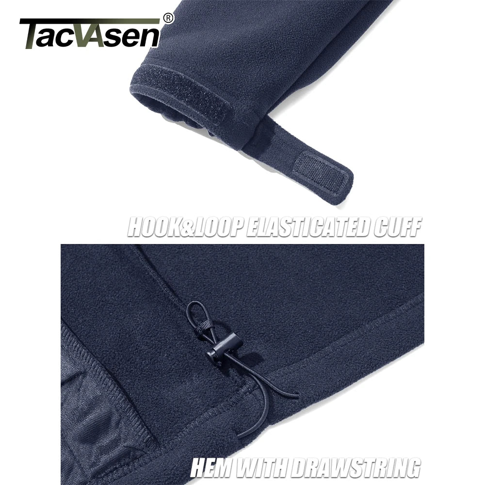 TACVASEN Men's Thermal Warm Fleece Jacket Stand Collar Full Zip Windbreaker Multiple-pockets Outerwear Working Hiking Coat