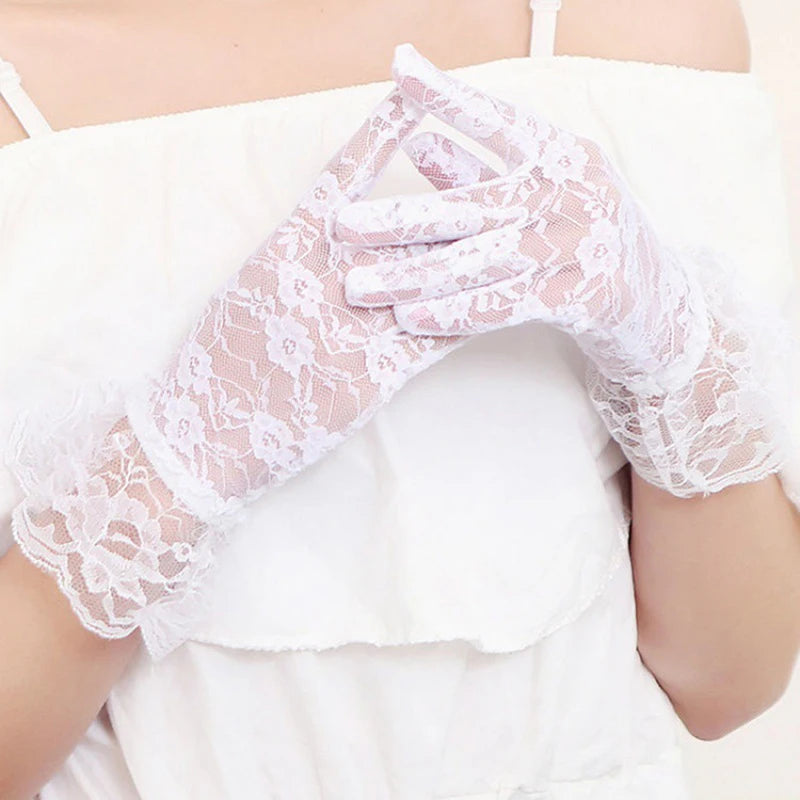 Sexy Lace Gloves Classic Black White Red Grey Skin Opera/Elbow/Wrist Stretch Satin Finger Long Gloves Flapper Gloves Matching