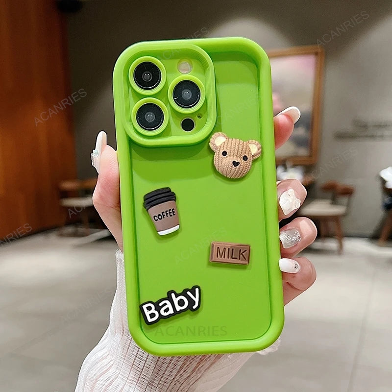 Note13 Cute Cartoon 3D Bear Silicone Case On For Xiaomi Redmi Note 13 Pro 4g 5g 12 11 10 9 13pro Plus 12pro Shockproof Cover 13c