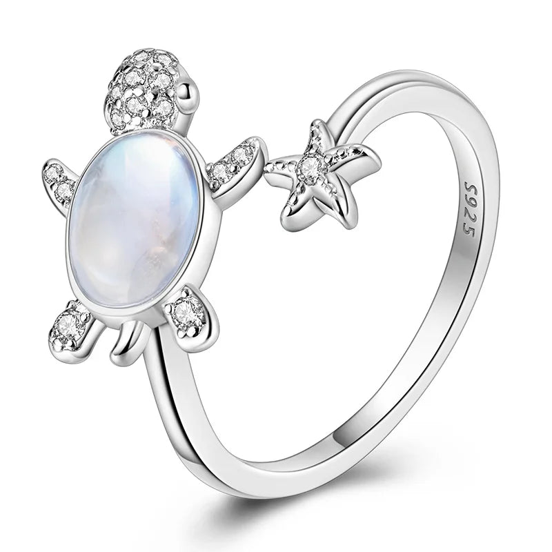 925 Silver Open Ring Sunflower Bee Star Eternal Love Jewelry Women's Wedding Gift