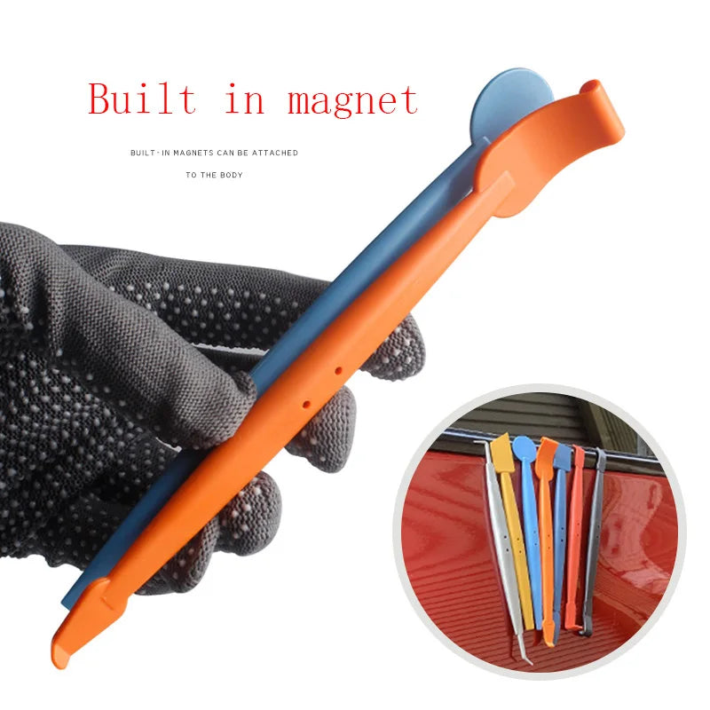 Kit de ferramentas para vinil autocolante, espátula magnética flexível, micro espátula, raspador de cantos e ferramentas para ranhuras curvas para instalação de películas em veículos com contornos