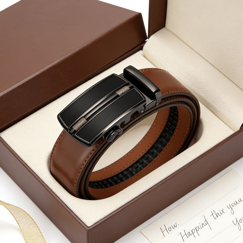 Men's Automatic Genuine Leather Luxury Belt Metal Automatic Buckle Male Waistband Designer High Quality Black Brown Waist Belts