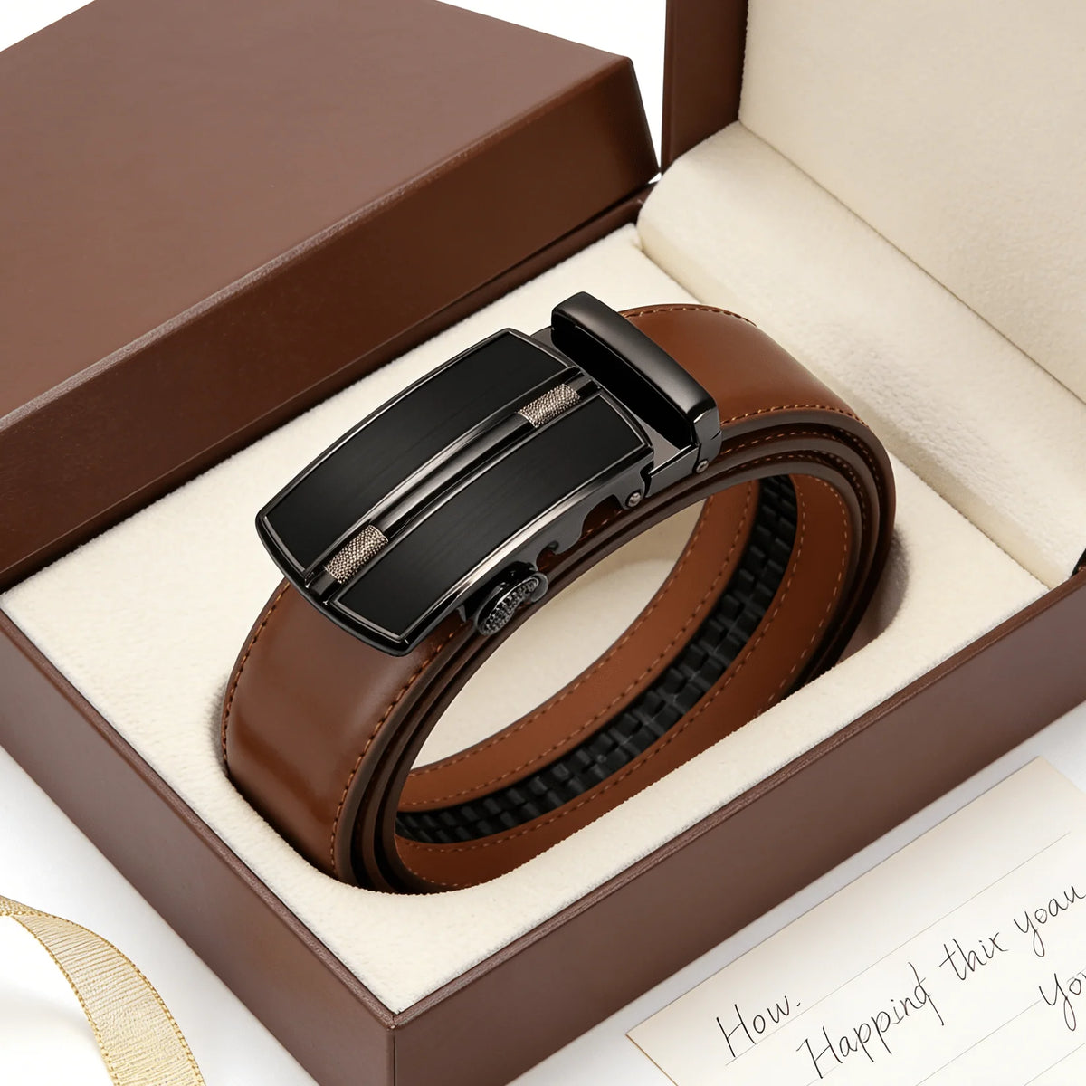 Men's Automatic Genuine Leather Luxury Belt Metal Automatic Buckle Male Waistband Designer High Quality Black Brown Waist Belts