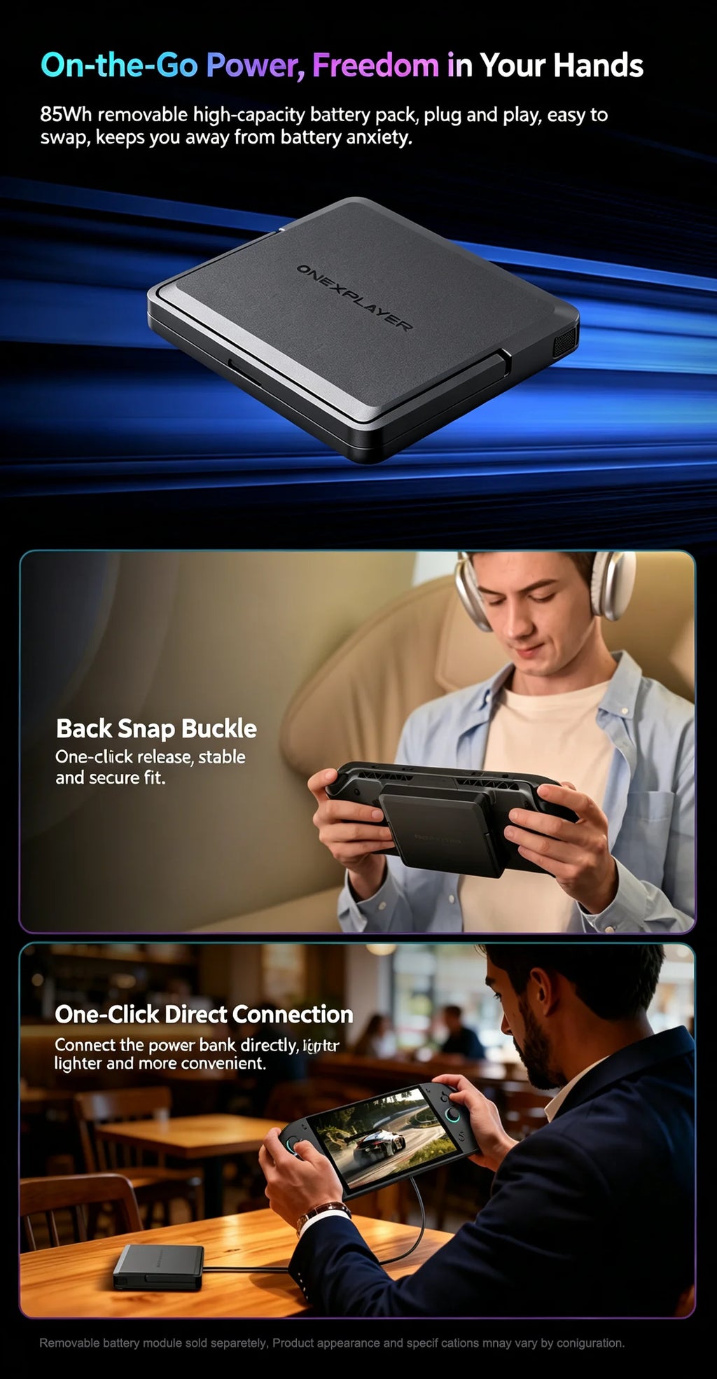 OneXPlayer APEX AIR Windows Handheld Game Console Intel Arc G3E 8" 120Hz VRR Screen 85Wh Swap Battery Dual SSD Cooling Gaming PC