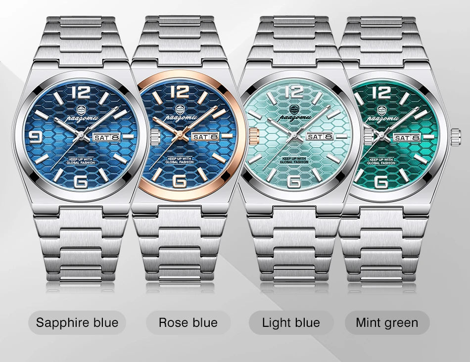 PAAZOMU Luxury Brand Man Watch Waterproof Luminous Date Week Men's Quartz Wristwatch Stainless Steel Fashion Sports Men Watches