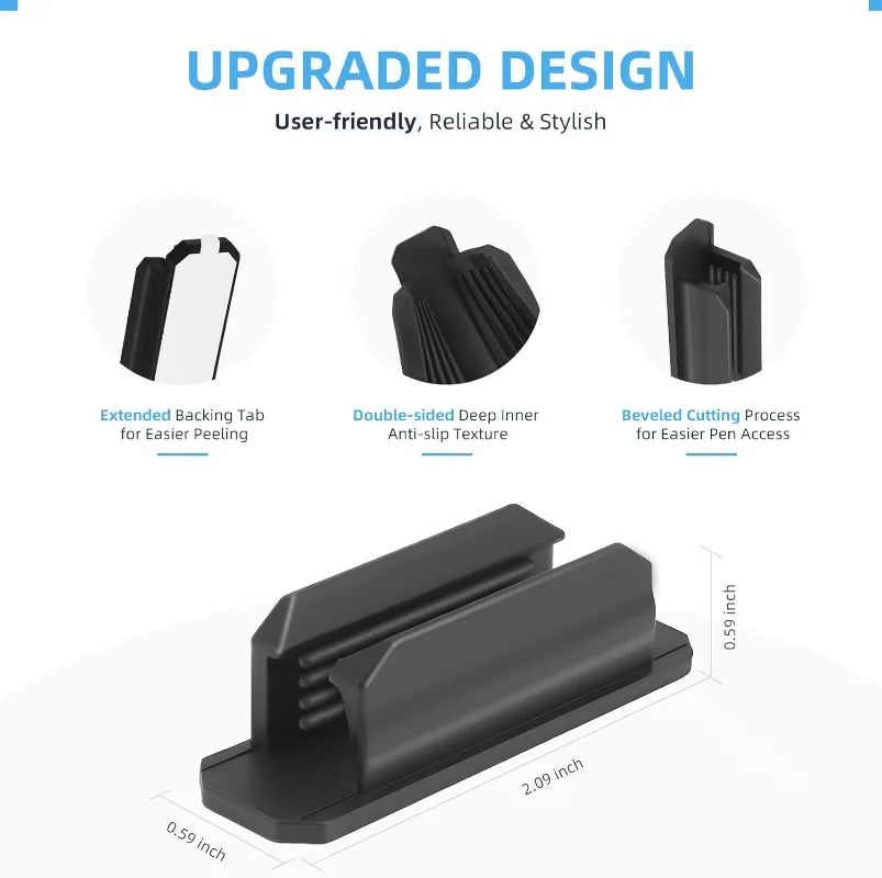Anti Lost Self-adhesive Pencil Holder Soft Silicone Elastic Marker Pen Clips for Notebook Journals Whiteboards Fixed Stand