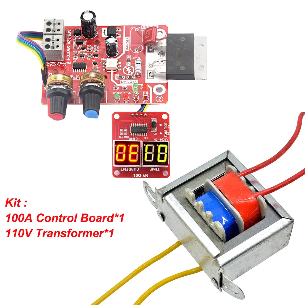 100A NY-D01 Spot Welder Control Board Kit Digital Display Spot Welding Machine Time And Current Control Module AC 110/220V
