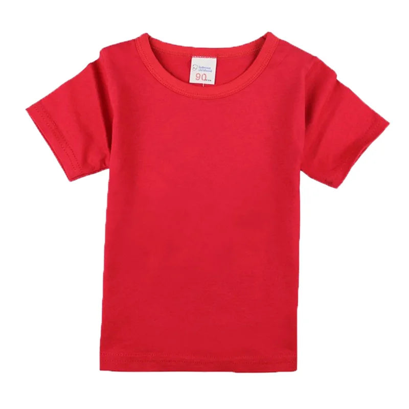 2-16 Years Boys Tshirts Cotton Short Sleeve Girls Clothes Summer Solid T-shirt Teenage Children Tees Kids Korean Top Baby  Cloth