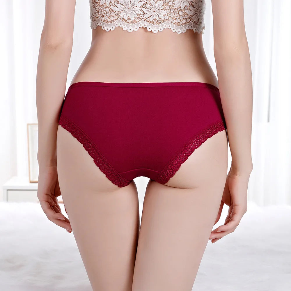 Women Underwear Cotton Sexy Lace Ladies Knickers Panties Low Waist Everyday Briefs 6 pcs/lot