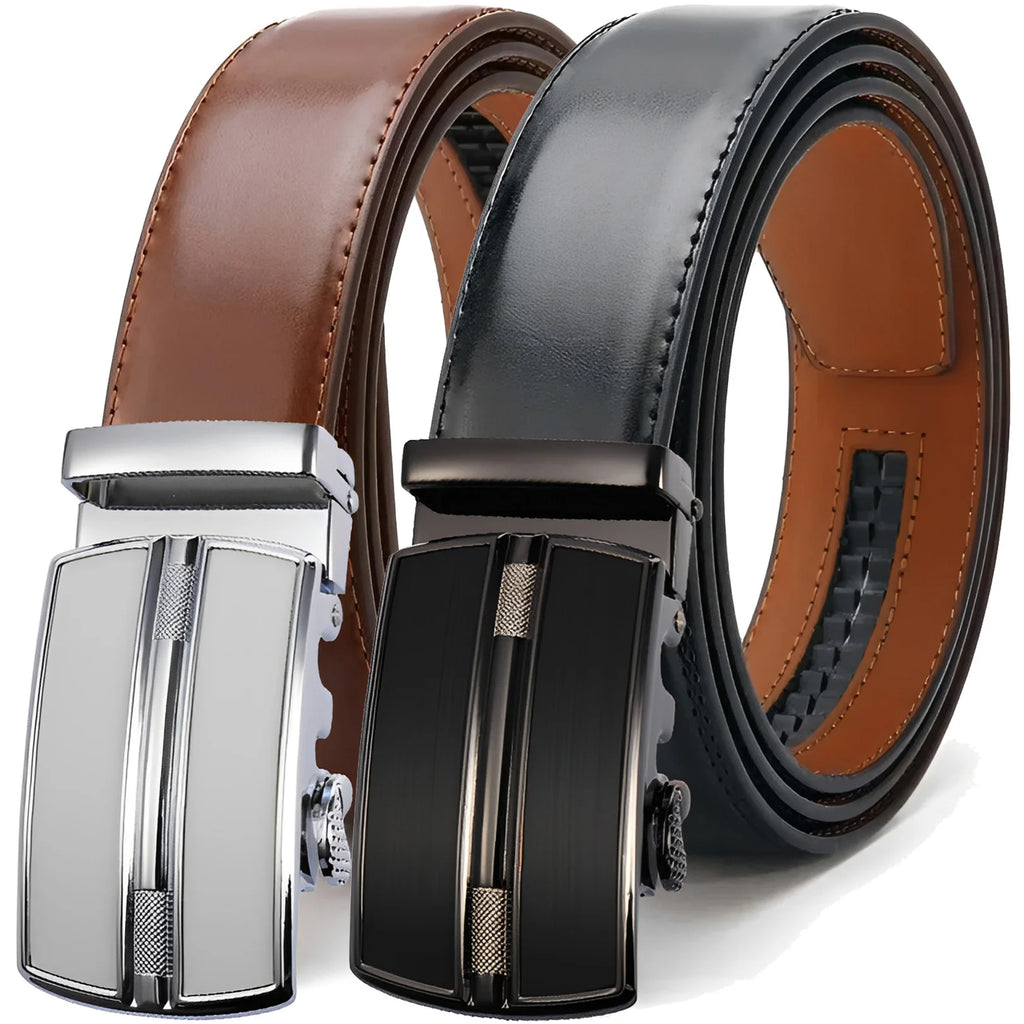 Men's Automatic Genuine Leather Luxury Belt Metal Automatic Buckle Male Waistband Designer High Quality Black Brown Waist Belts