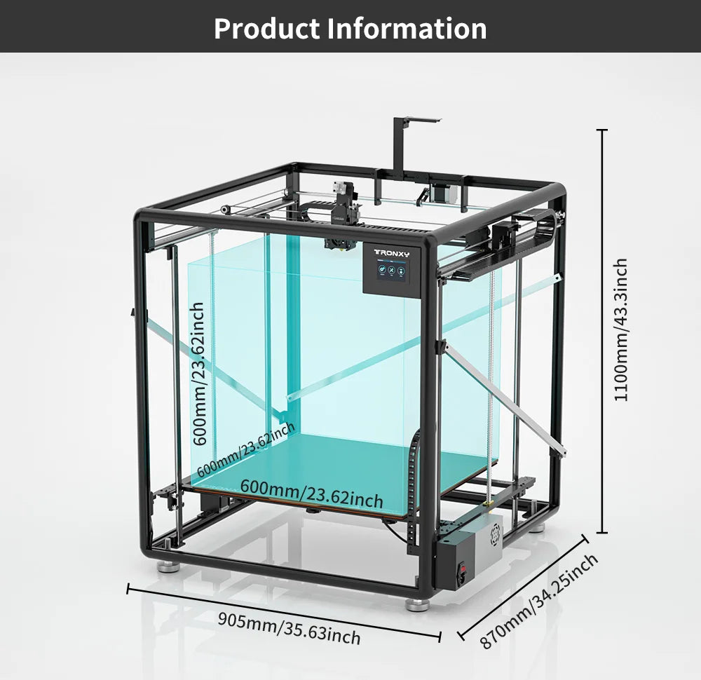 Tronxy VEHO-600 / PRO V3 Large Printing Szie 600*600mm 3D Printer Extrusion Profile Frame Structure Dual-axis Guide Railway
