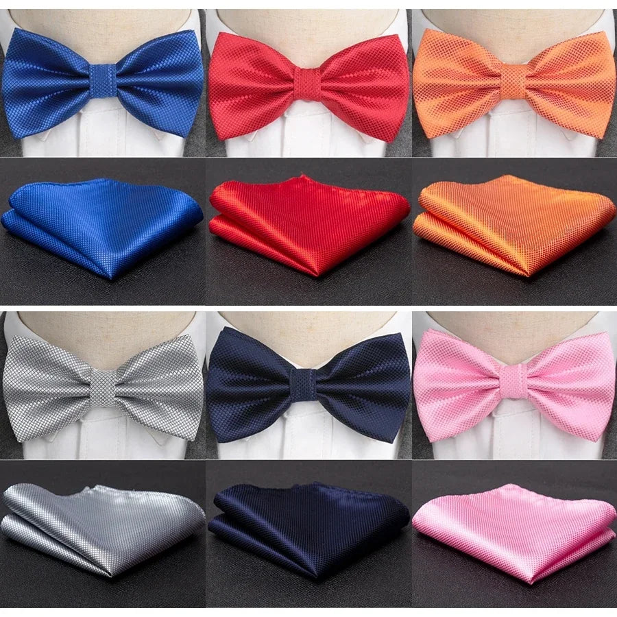 Men Bowtie Cravat Set Solid Fashion Butterfly Party Wedding Bow Ties Girls Formal Dress Tie Mens Bowknot Fashion Accessories