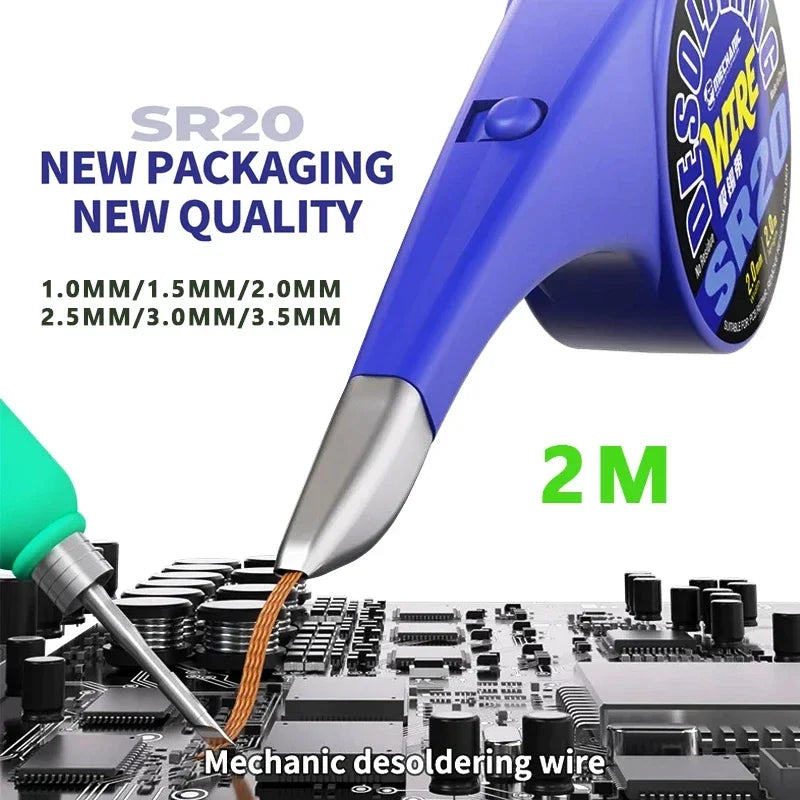 Mechanic SR20 Desoldering Braid Welding Solder Remover Wick 1/1.5/2/2.5/3/3.5 Mm Accurate Sucker Braid for BGA Welding Repair