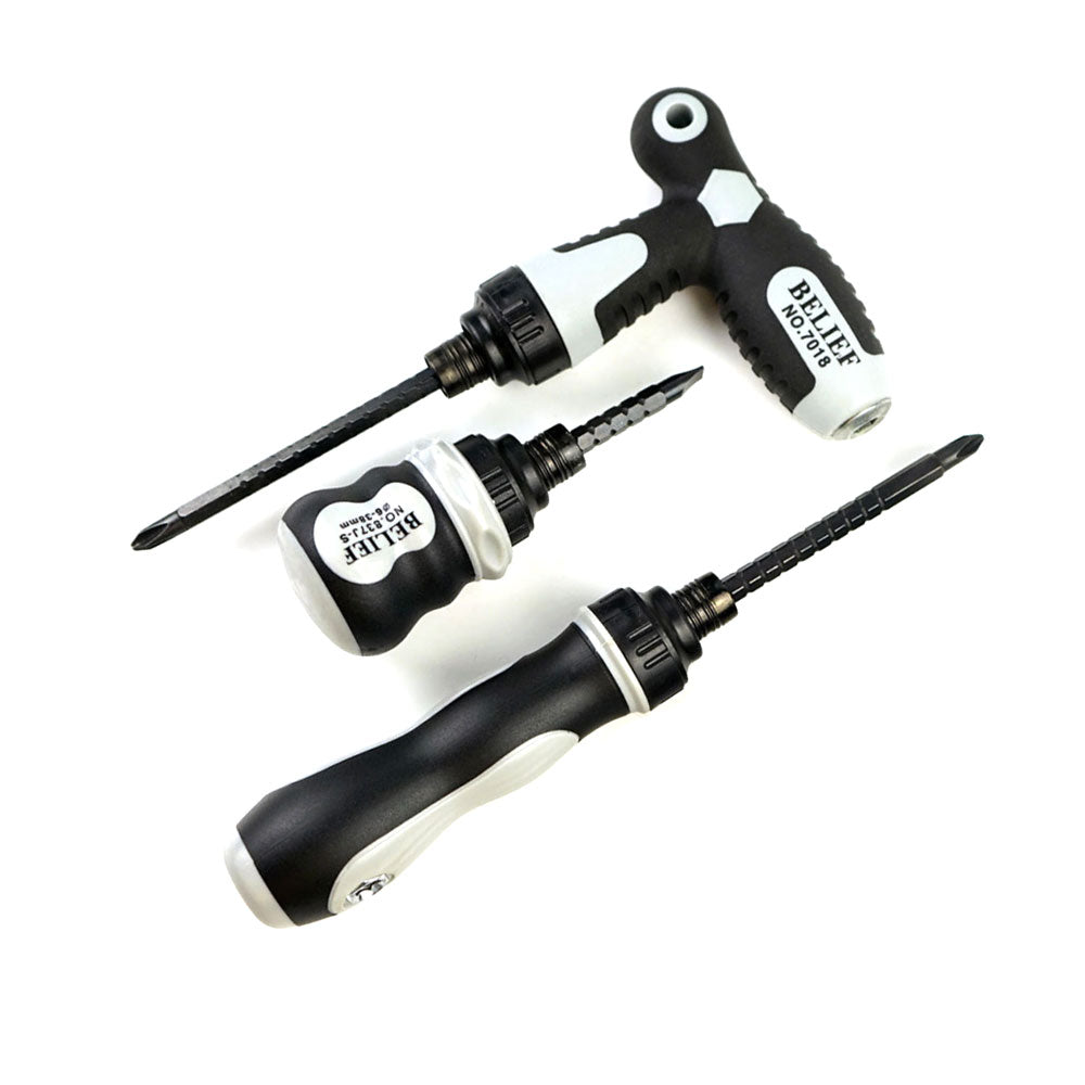 Binoax Ratchet Screwdriver Set Mini Cross Groove Drill Dual Purpose Small Slotted Telescopic Labor-Saving Screwdriver Hand Tool