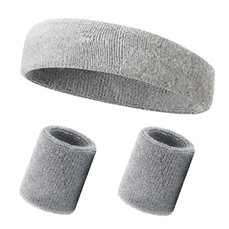 3PCs/set Mens Sports Headband Sweatband Stretch Elastic Outdoor Sport Sweat Headband Wristband Women Gym Running Tennis Headwrap