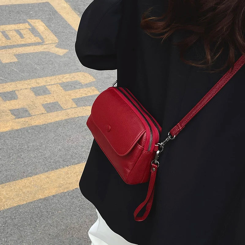 100% Genuine cowhide Women's Leather Mobile Phone Bag Crossbody Bags For Women Bag Designer Crossbody Bag Messenger Bags Sac