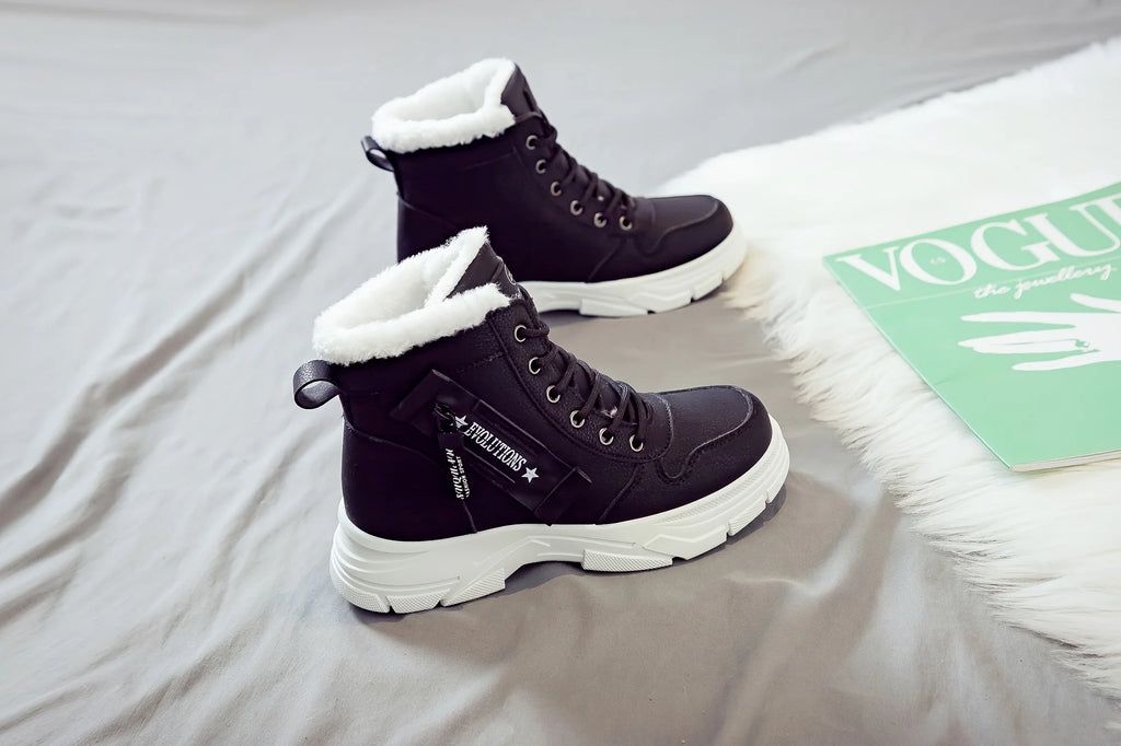 Botins de Senhora, Botins Curtos, Botas de Inverno com Forro Espesso e Isolamento, Elegantes e Versáteis, Botas de Inverno de Sola Grossa