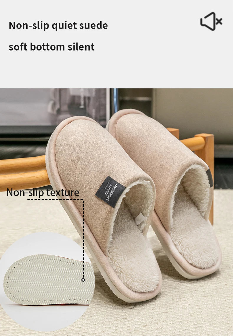 Winter Warm Slippers Men House Non Slip Soft Shoes Comfortable Flat Heel Home Indoor Bedroom Plush Slippers Bedroom Female shoes