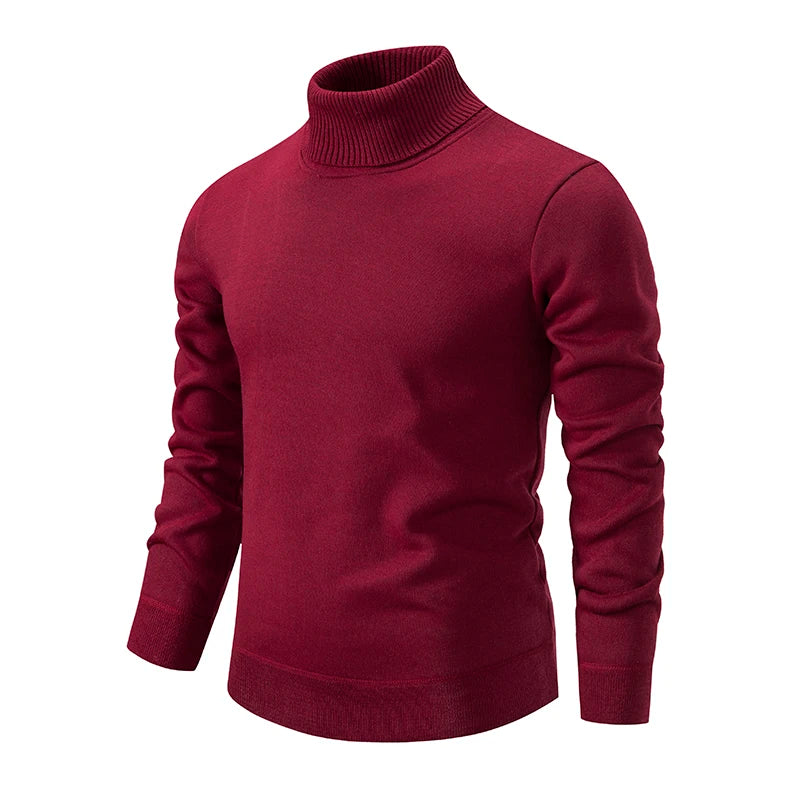 New Winter Turtleneck Sweater Thick Mens Casual Pullover Sweaters Solid Color Quality Warm Slim Turtleneck Sweaters Pullover Men