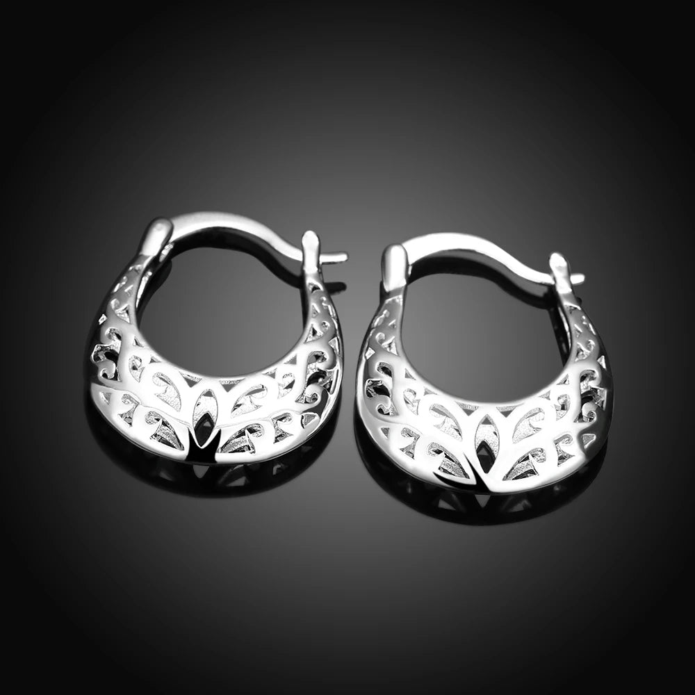 Hot Vintage Flowers Hollow Carved Earrings 925 Sterling Silver For Women High Quality Party Wedding Fine Jewelry Christmas Gifts