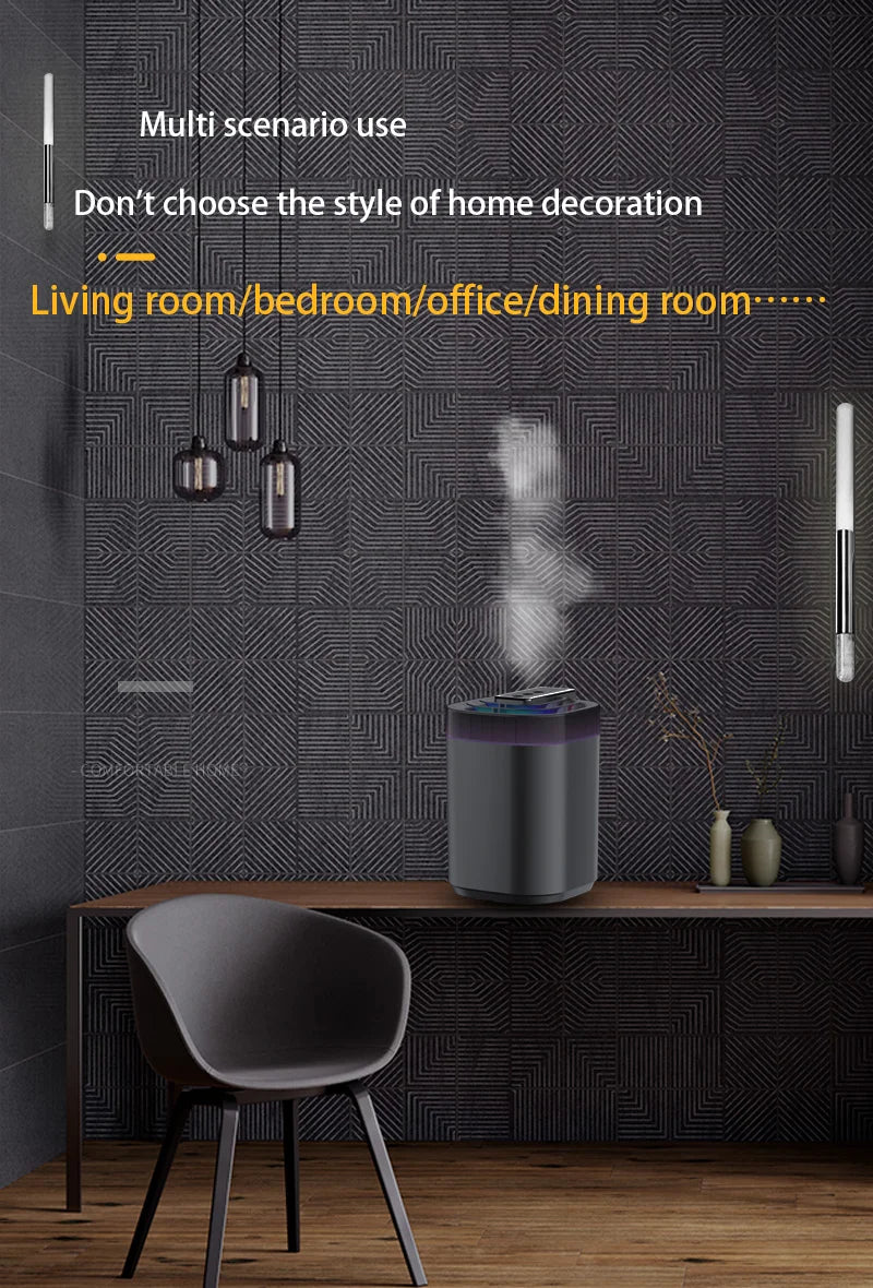 Humidificador de ar ultrassónico de 3L com névoa fria, luz noturna e três bicos, humidificador aromático USB silencioso para casa