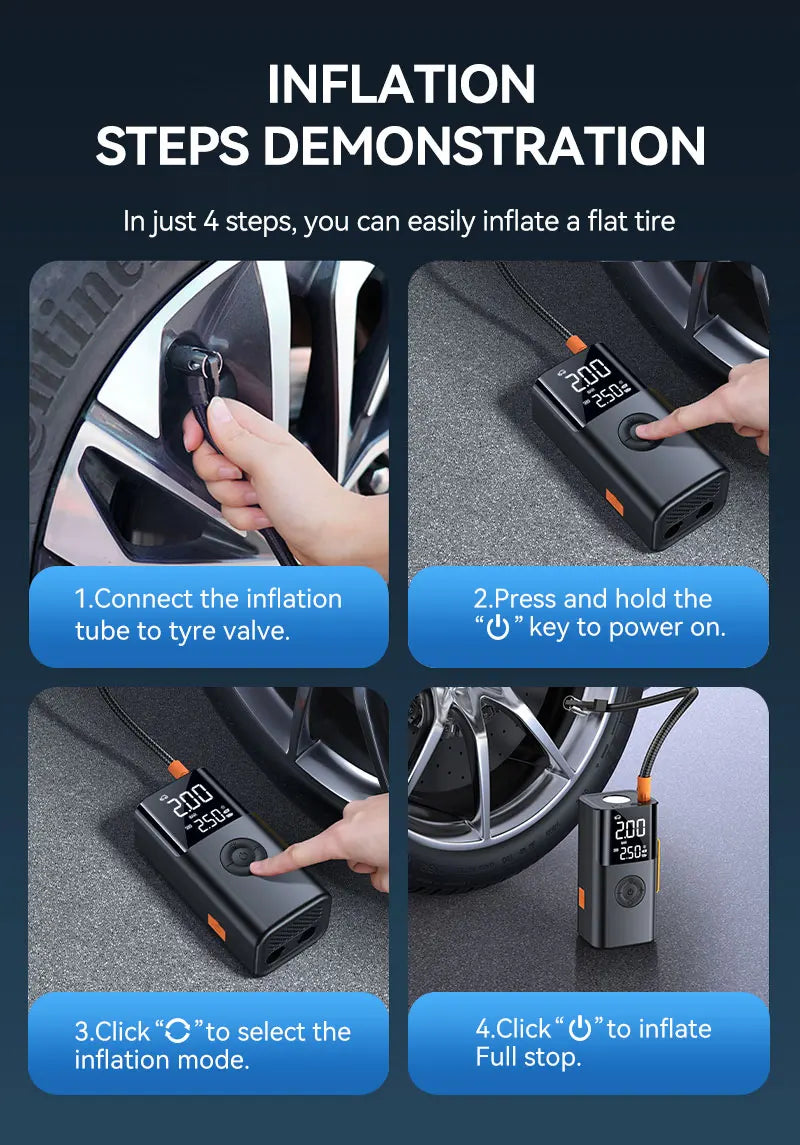 Car jump starter 6000A Jump Starter 150PSI Air Pump Multifunctional Tire Inflator Power Bank Lighting for Car