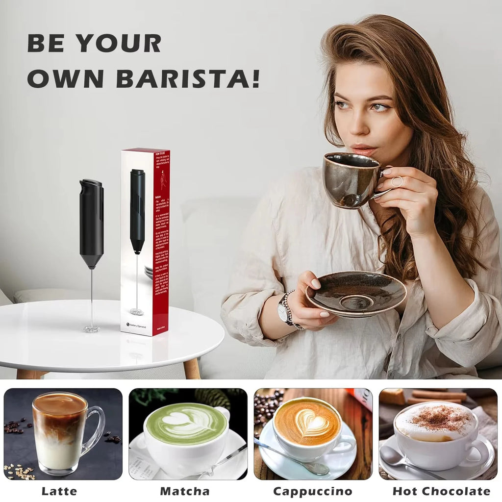 Hand-Held Electric Milk Foam Maker Coffee Mixer Kitchen Strong Egg Beater Mixer Battery AA Powered